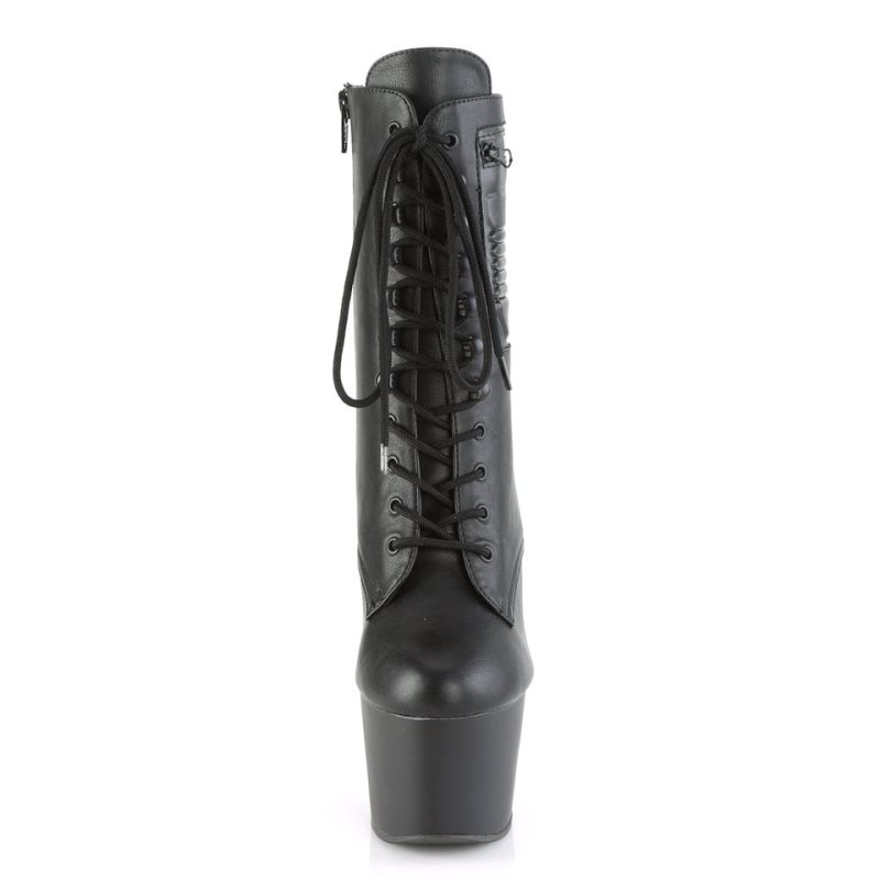 Pleaser Adore-1020PK Vegan Leather Laarzen Dames Zwart | DQPMC-BE