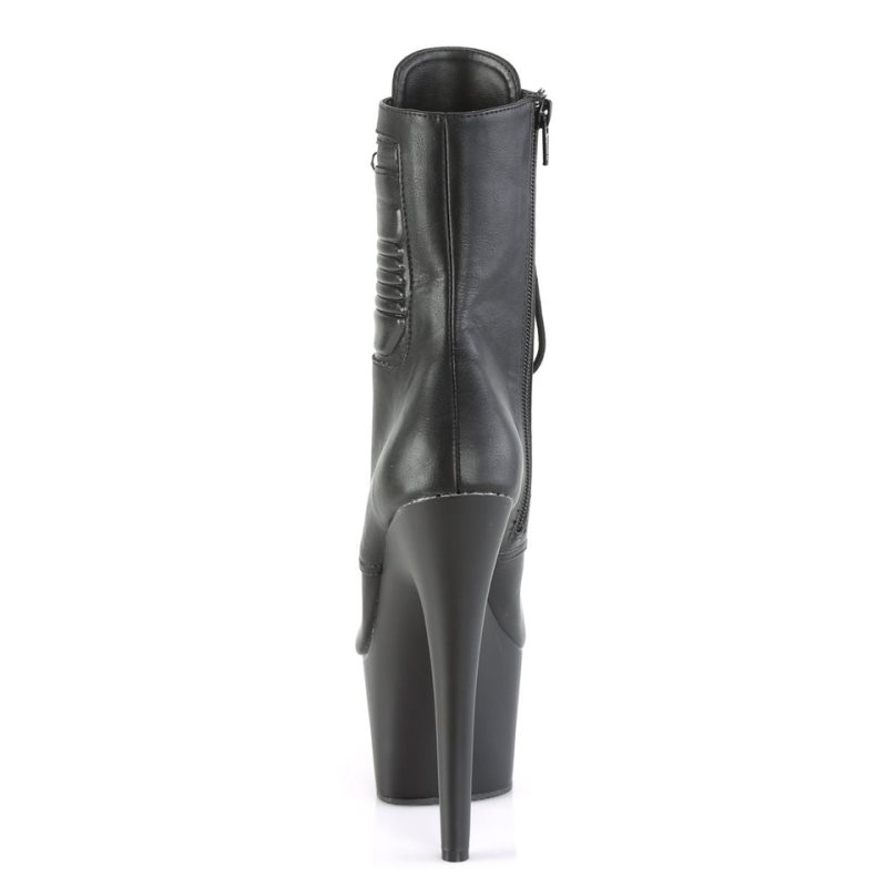 Pleaser Adore-1020PK Vegan Leather Laarzen Dames Zwart | DQPMC-BE
