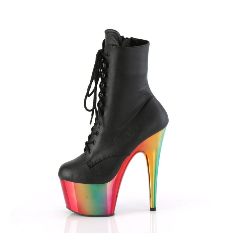 Pleaser Adore-1020RC Vegan Leather Laarzen Dames Zwart Gekleurd | TOMIW-BE