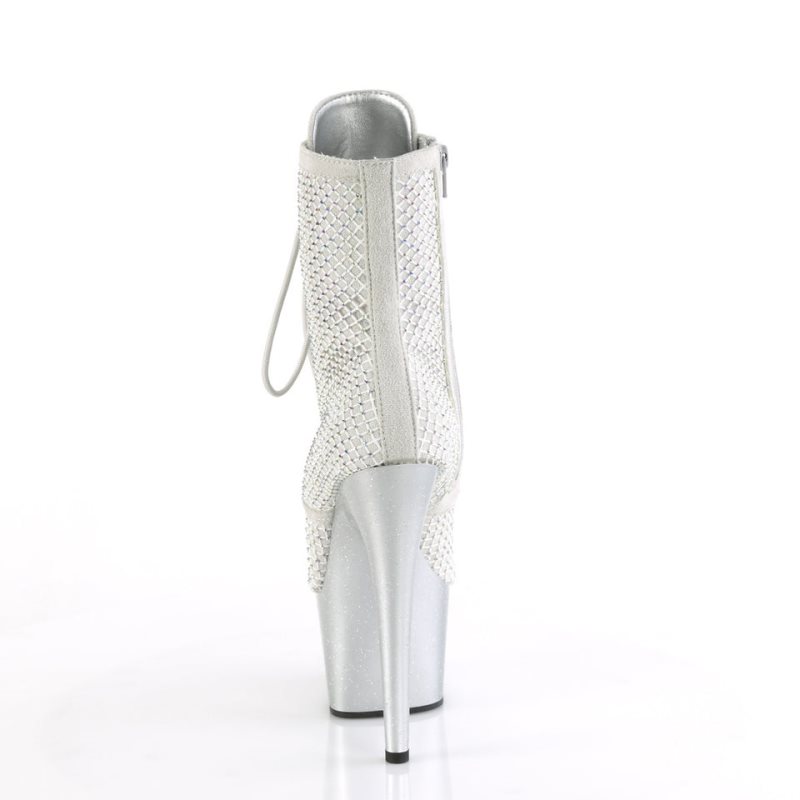 Pleaser Adore-1020RM Faux Suede Laarzen Dames Zilver | WDPKI-BE