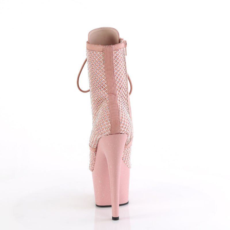 Pleaser Adore-1020RM Salmon Faux Suede Mesh Laarzen Dames Roze | ANBKJ-BE