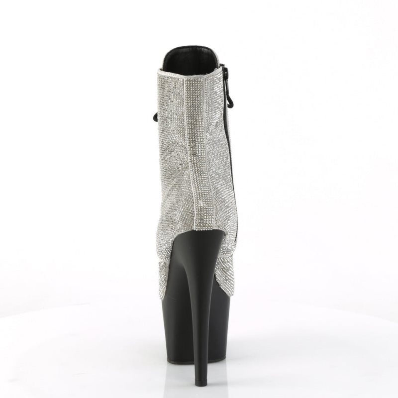 Pleaser Adore-1020RS Laarzen Dames Zilver Zwart | DIQHP-BE