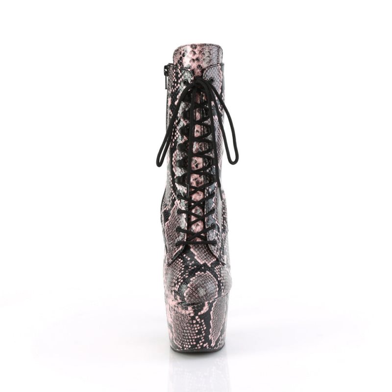 Pleaser Adore-1020SPWR Snake Laarzen Dames Roze | OWQJC-BE