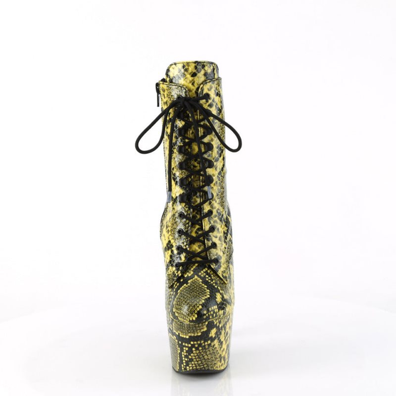 Pleaser Adore-1020SPWR Snake Laarzen Dames Geel | ZSBAT-BE