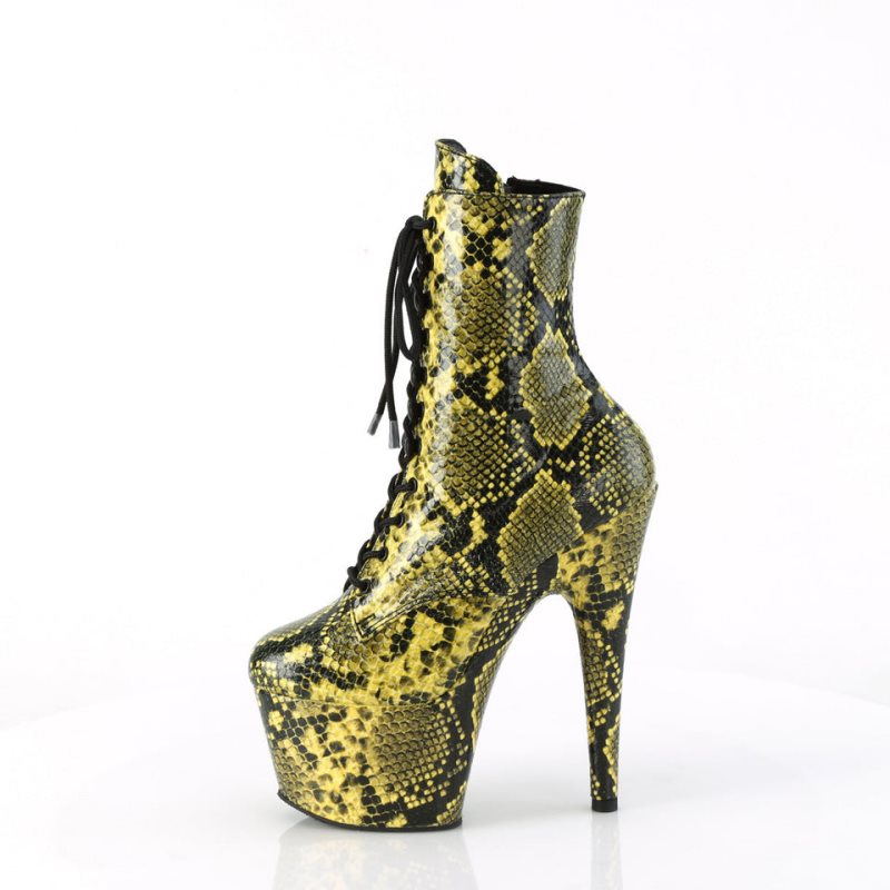 Pleaser Adore-1020SPWR Snake Laarzen Dames Geel | ZSBAT-BE