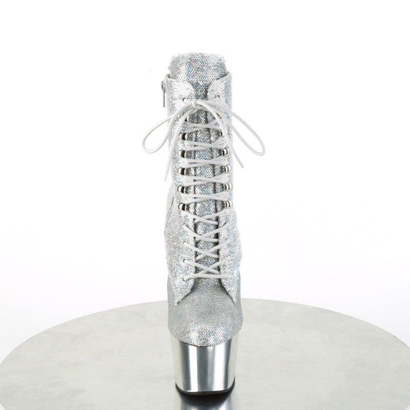 Pleaser Adore-1020SQ-02 Laarzen Dames Zilver | DSGVZ-BE