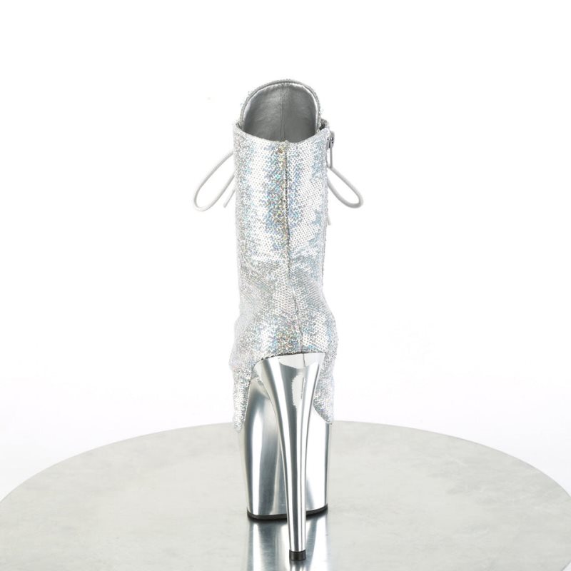 Pleaser Adore-1020SQ-02 Laarzen Dames Zilver | DSGVZ-BE