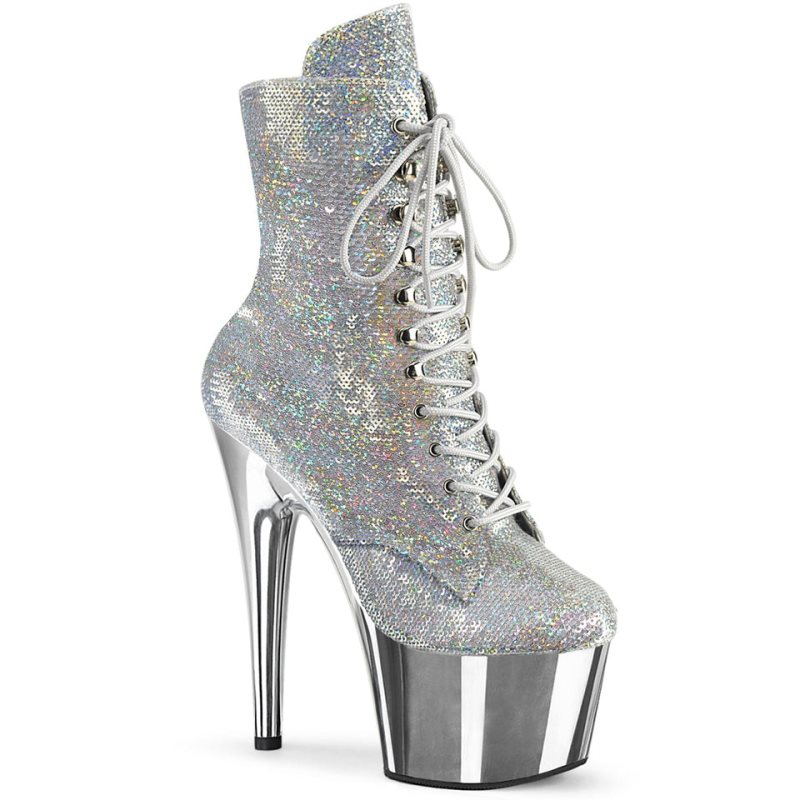 Pleaser Adore-1020SQ-02 Laarzen Dames Zilver | DSGVZ-BE