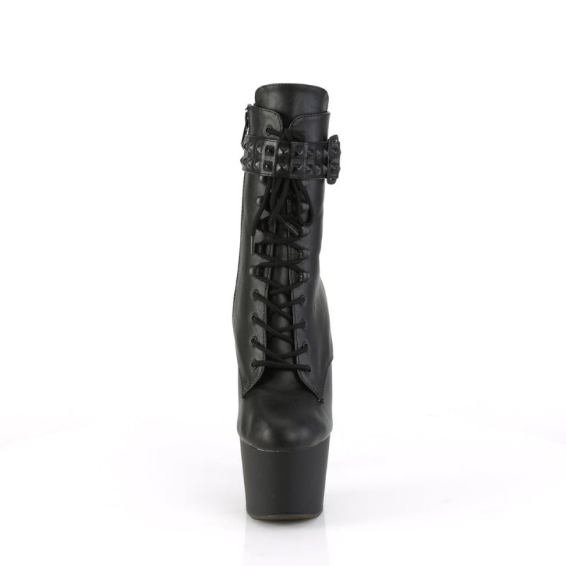 Pleaser Adore-1020STR Vegan Leather Laarzen Dames Zwart | WVIDR-BE
