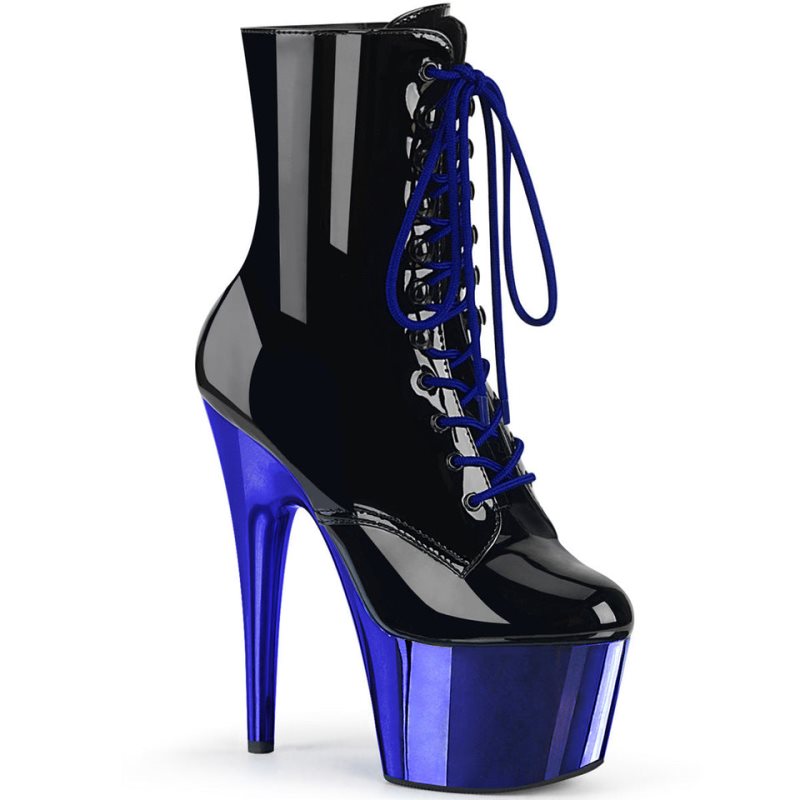 Pleaser Adore-1020 Laarzen Dames Zwart Blauw | HZGOA-BE