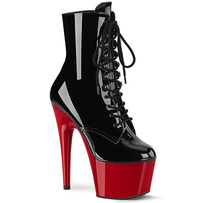 Pleaser Adore-1020 Laarzen Dames Zwart Rood | FTKXC-BE