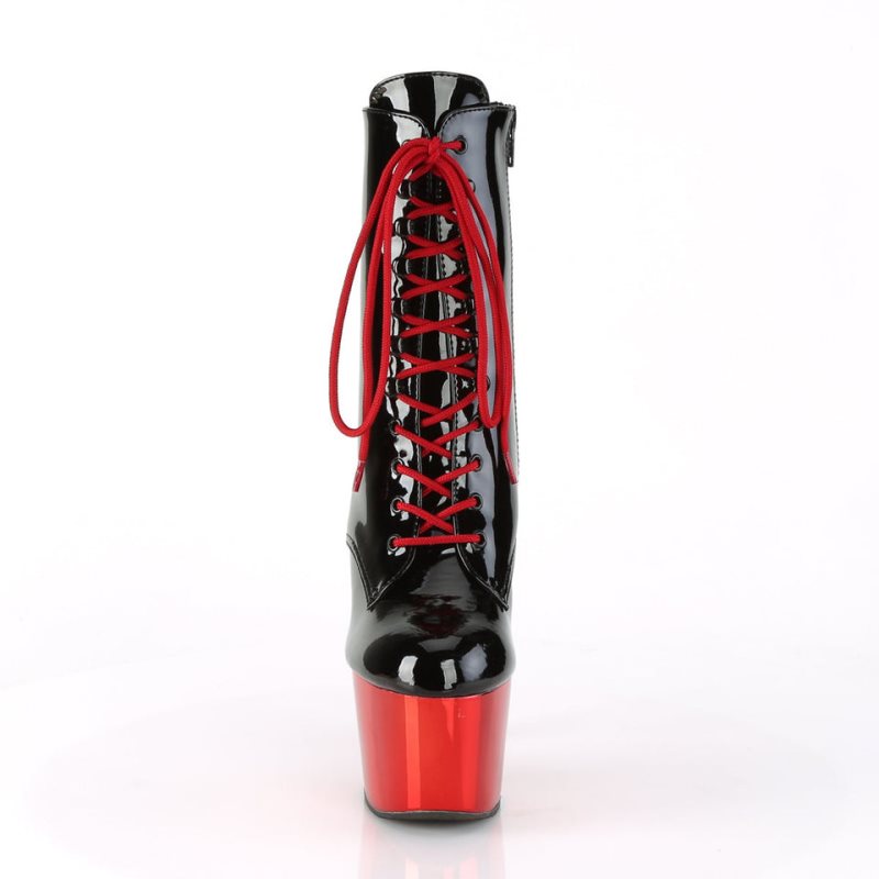Pleaser Adore-1020 Laarzen Dames Zwart Rood | BNICV-BE