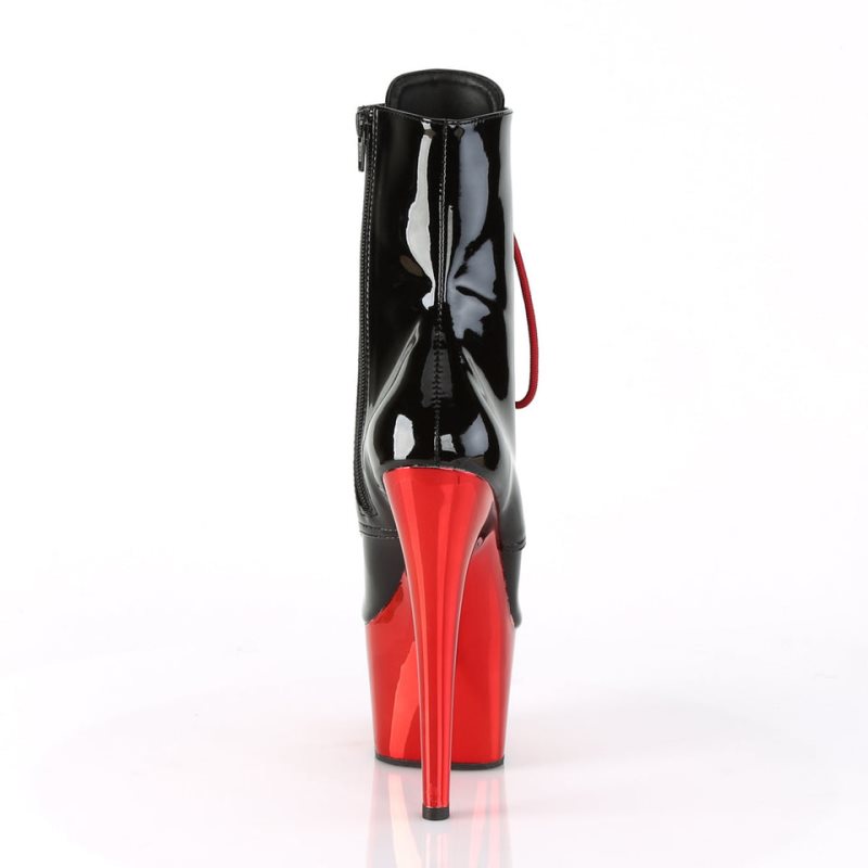 Pleaser Adore-1020 Laarzen Dames Zwart Rood | BNICV-BE