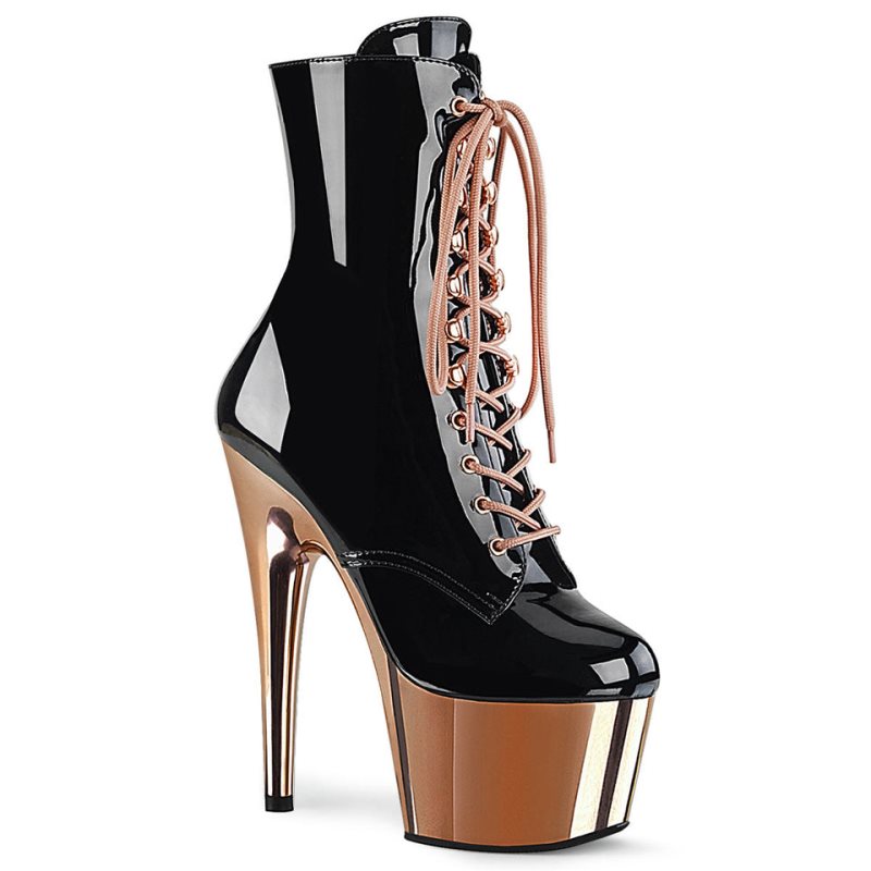 Pleaser Adore-1020 Laarzen Dames Zwart Roze Goud | SORCV-BE