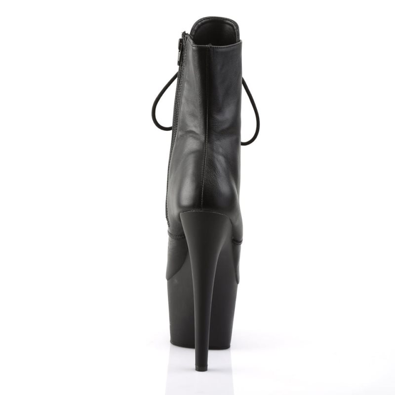Pleaser Adore-1020 Leather Laarzen Dames Zwart | ICKXB-BE