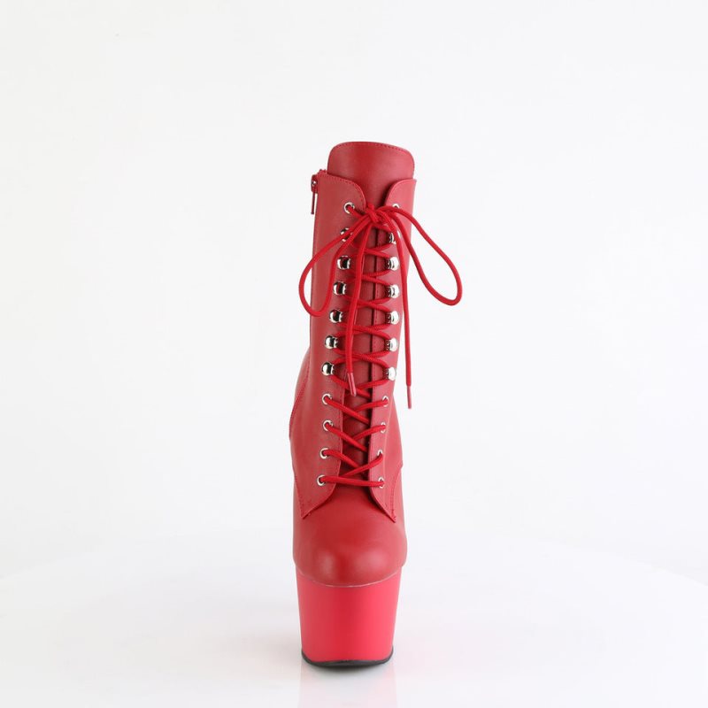 Pleaser Adore-1020 Vegan Leather Laarzen Dames Rood | TWNFR-BE