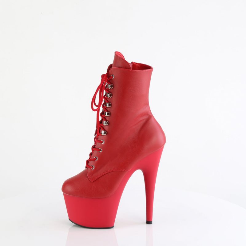 Pleaser Adore-1020 Vegan Leather Laarzen Dames Rood | TWNFR-BE