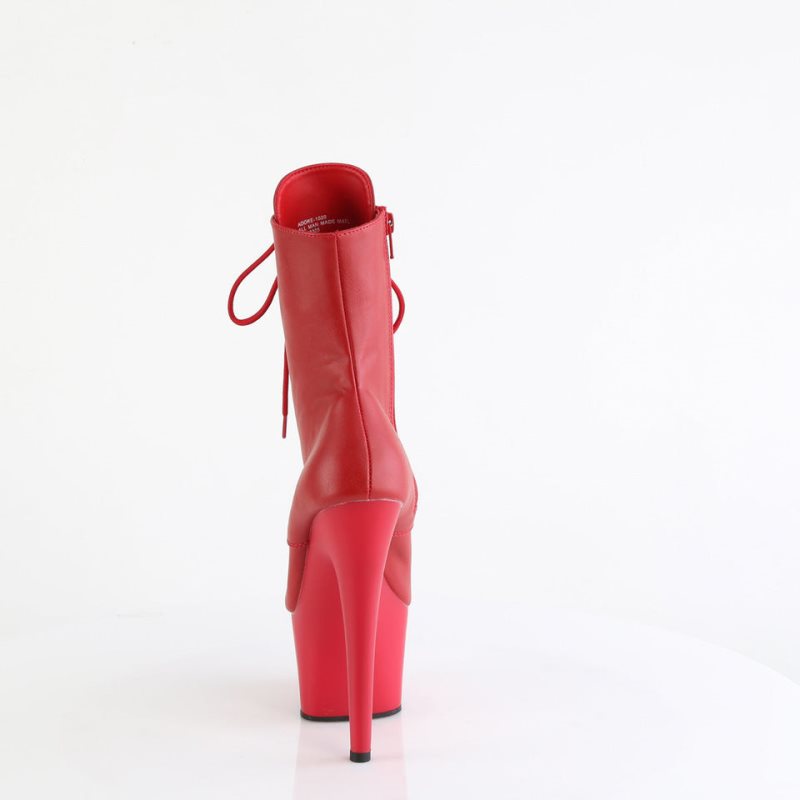 Pleaser Adore-1020 Vegan Leather Laarzen Dames Rood | TWNFR-BE