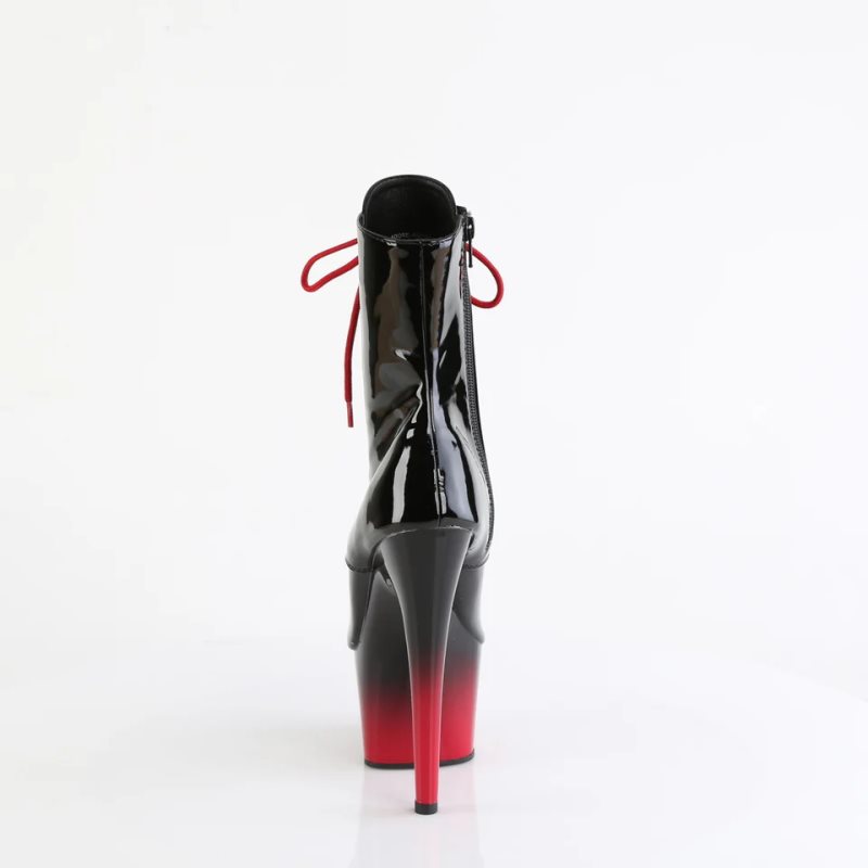 Pleaser Adore-1021BR-H Laarzen Dames Zwart Rood | EKYFR-BE