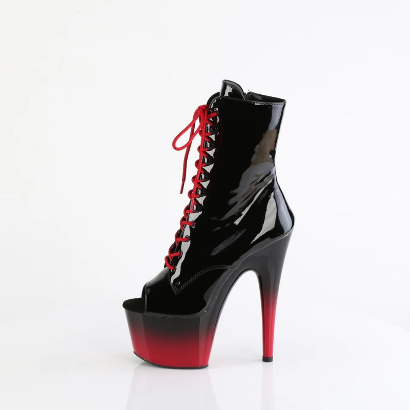 Pleaser Adore-1021BR-H Laarzen Dames Zwart Rood | EKYFR-BE