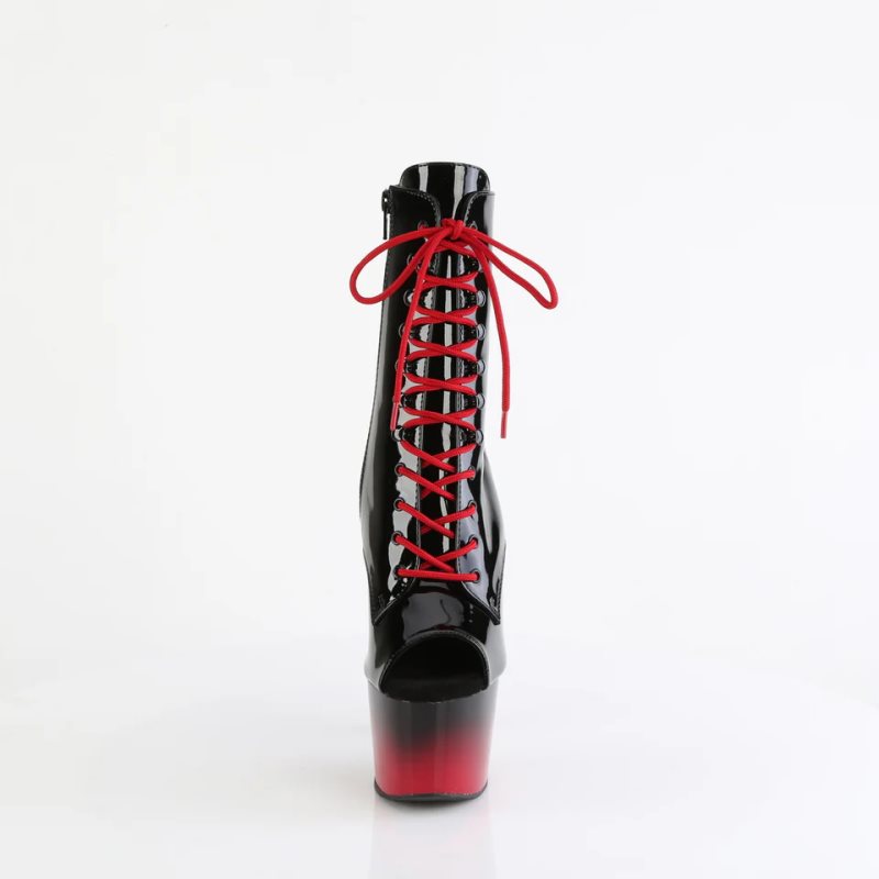 Pleaser Adore-1021BR-H Laarzen Dames Zwart Rood | EKYFR-BE