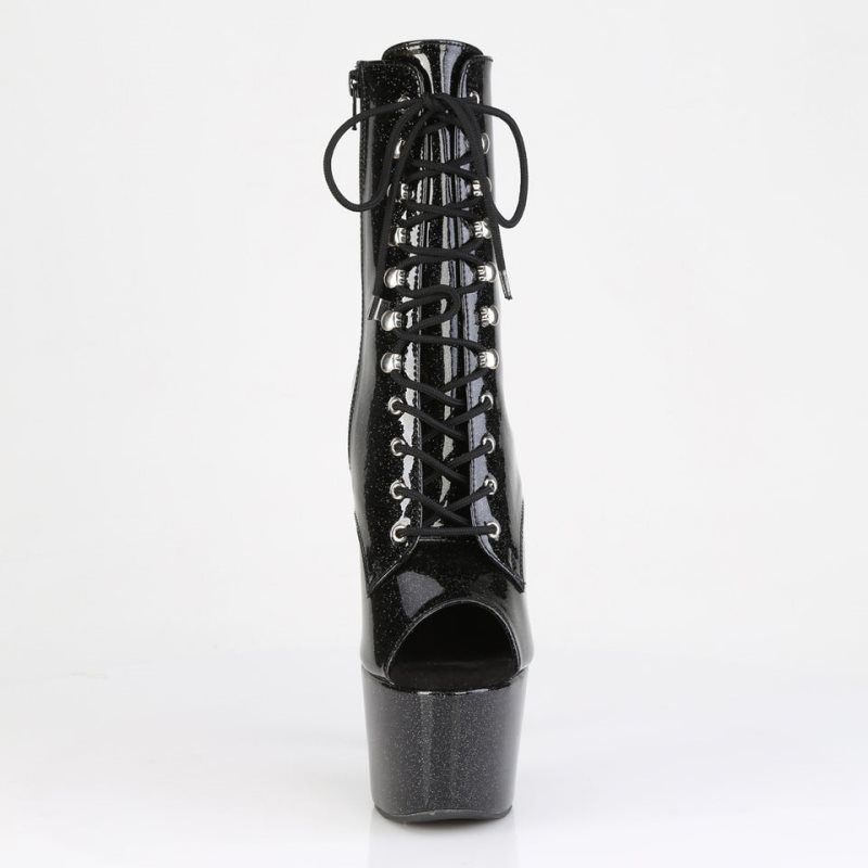 Pleaser Adore-1021GP Glitter Laarzen Dames Zwart | OXJYL-BE