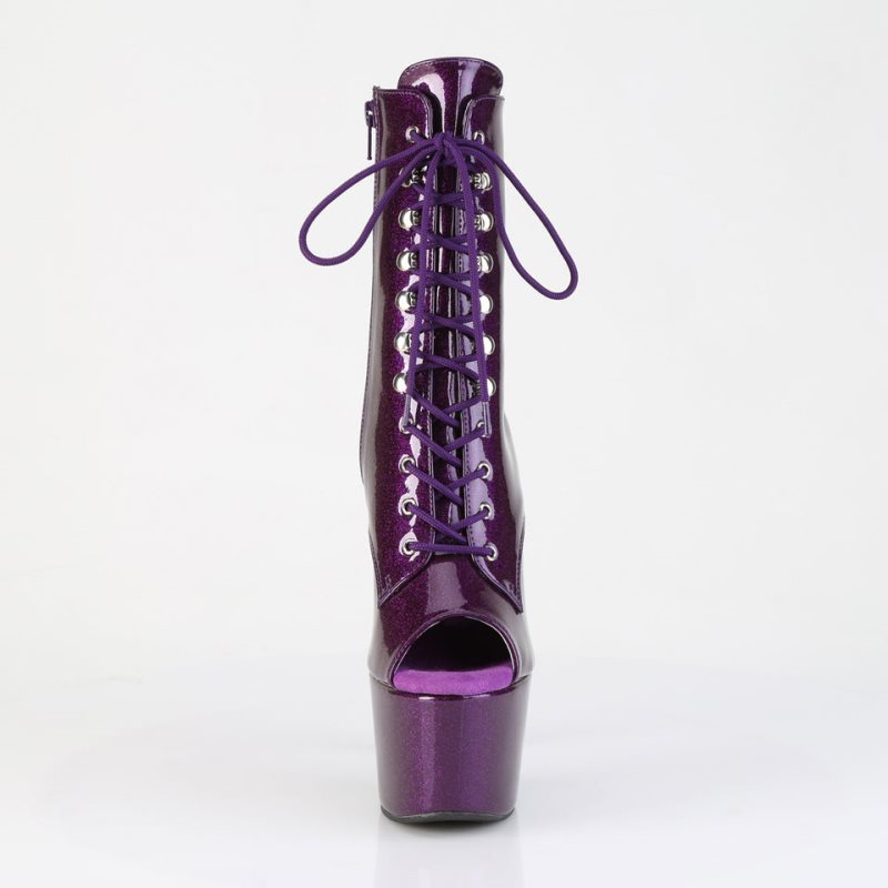 Pleaser Adore-1021GP Glitter Laarzen Dames Paars | MZBIK-BE