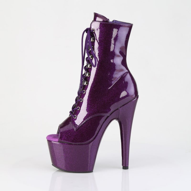 Pleaser Adore-1021GP Glitter Laarzen Dames Paars | MZBIK-BE
