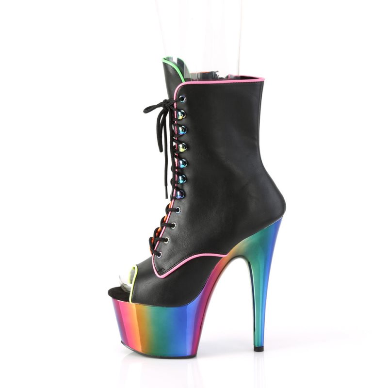 Pleaser Adore-1021RC-02 Vegan Leather Laarzen Dames Zwart Gekleurd | AWHEZ-BE