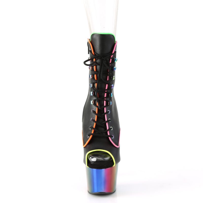 Pleaser Adore-1021RC-02 Vegan Leather Laarzen Dames Zwart Gekleurd | AWHEZ-BE
