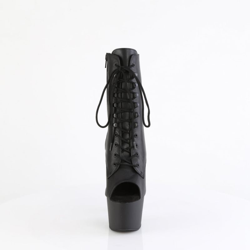 Pleaser Adore-1021 Leather Laarzen Dames Zwart | XPNSK-BE
