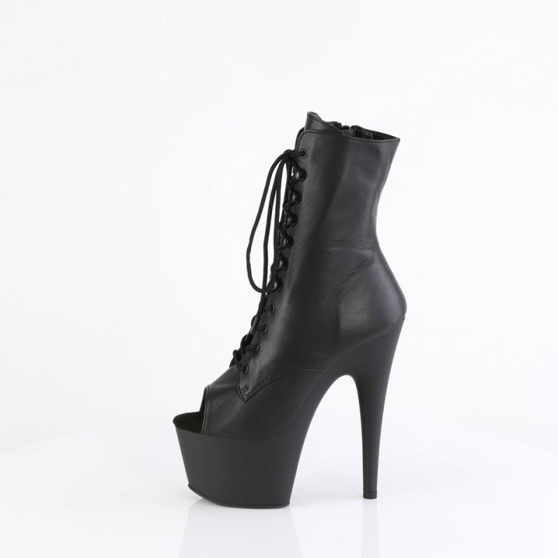 Pleaser Adore-1021 Leather Laarzen Dames Zwart | XPNSK-BE