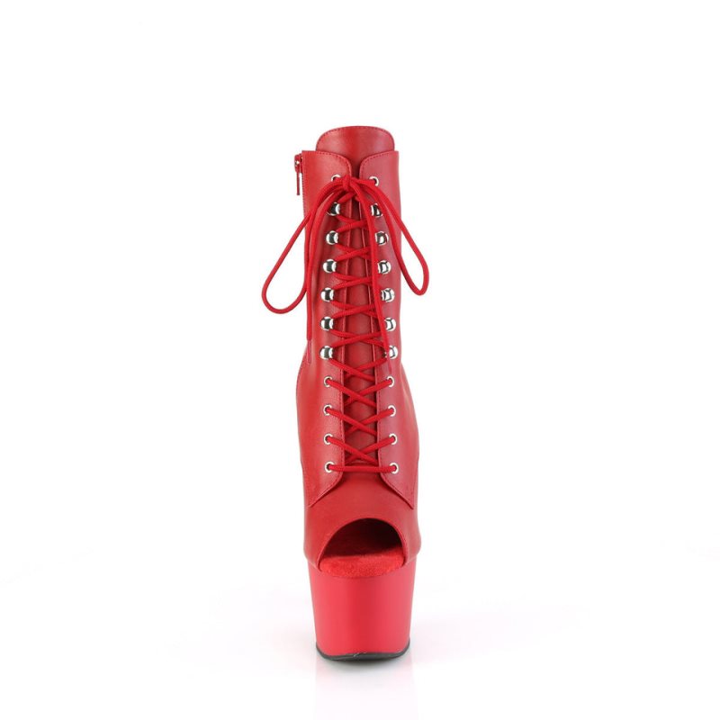 Pleaser Adore-1021 Vegan Leather Laarzen Dames Rood | PRBZQ-BE