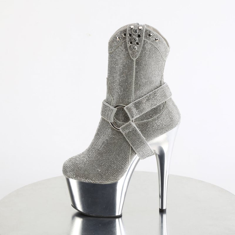 Pleaser Adore-1029CHRS Laarzen Dames Zilver | QJOPX-BE
