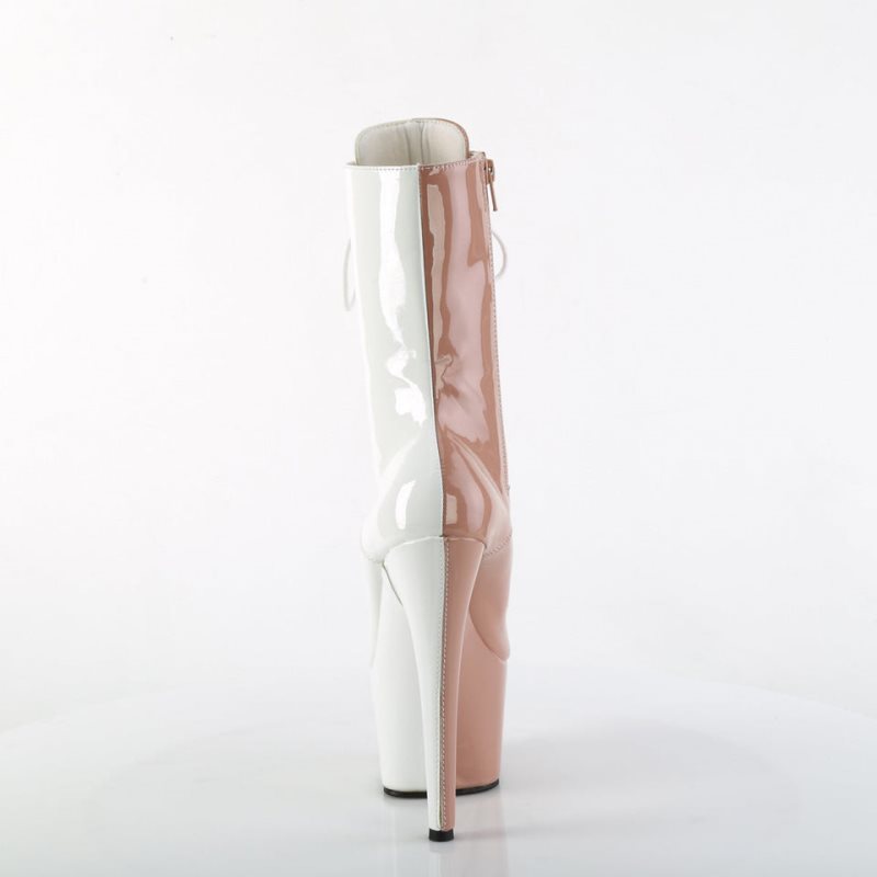 Pleaser Adore-1040TT Laarzen Dames Beige Wit | BPDRE-BE