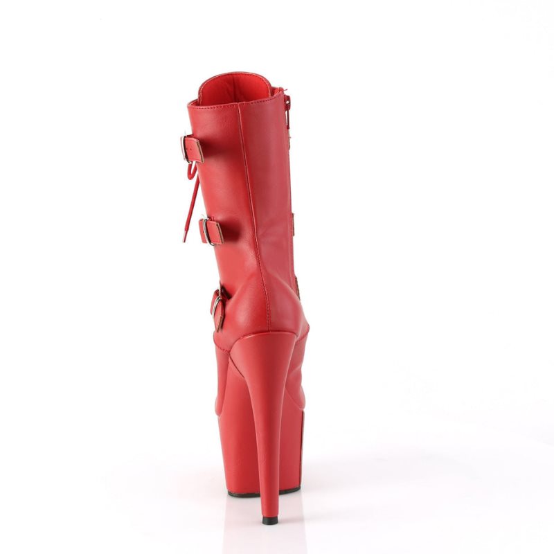 Pleaser Adore-1043 Vegan Leather Laarzen Dames Rood | WEOTJ-BE