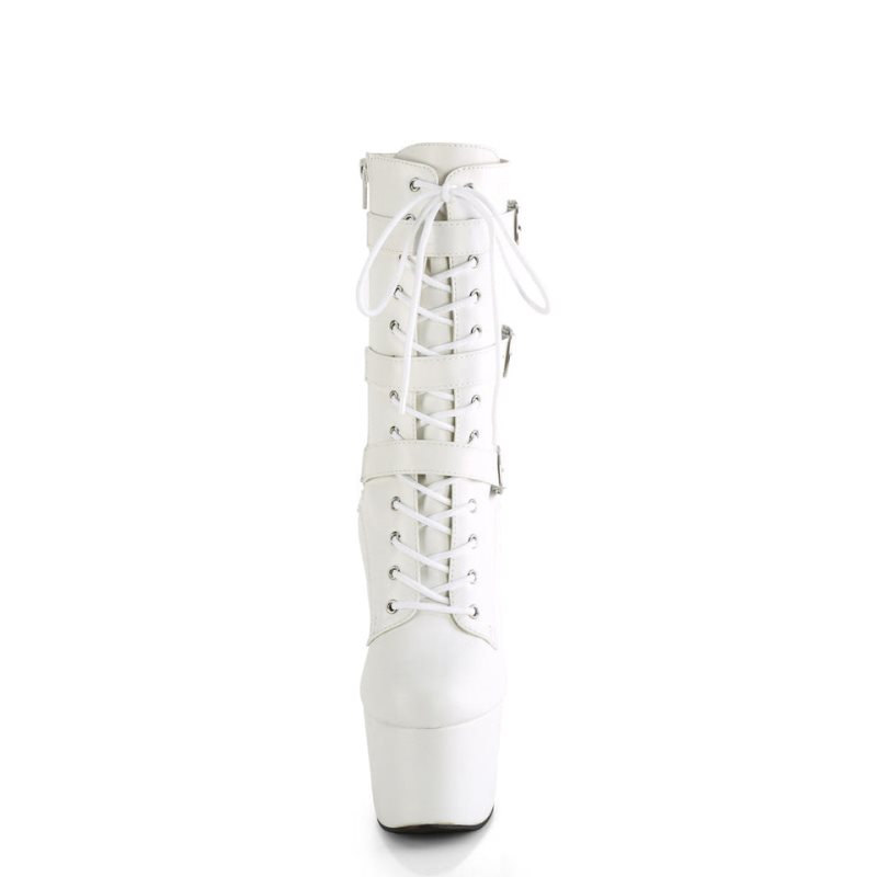 Pleaser Adore-1043 Vegan Leather Laarzen Dames Wit | XDGOR-BE