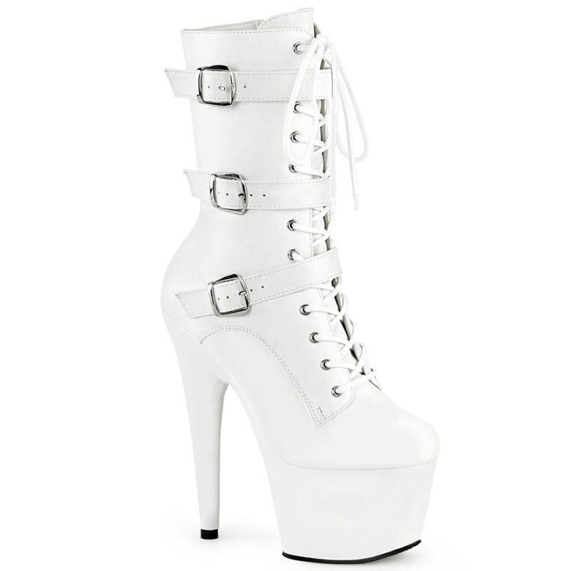 Pleaser Adore-1043 Vegan Leather Laarzen Dames Wit | XDGOR-BE