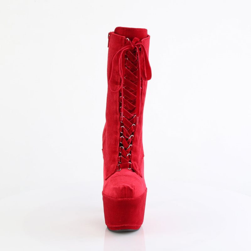 Pleaser Adore-1045VEL Laarzen Dames Rood | AFVXH-BE