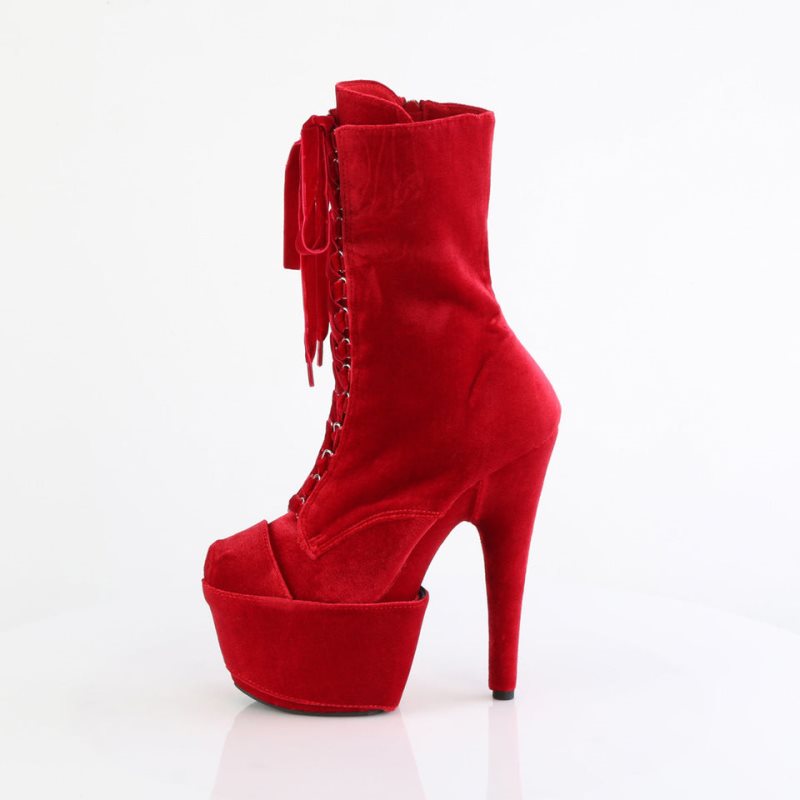 Pleaser Adore-1045VEL Laarzen Dames Rood | AFVXH-BE
