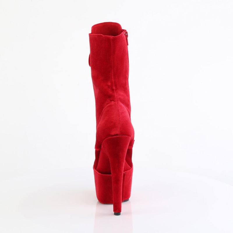 Pleaser Adore-1045VEL Laarzen Dames Rood | AFVXH-BE