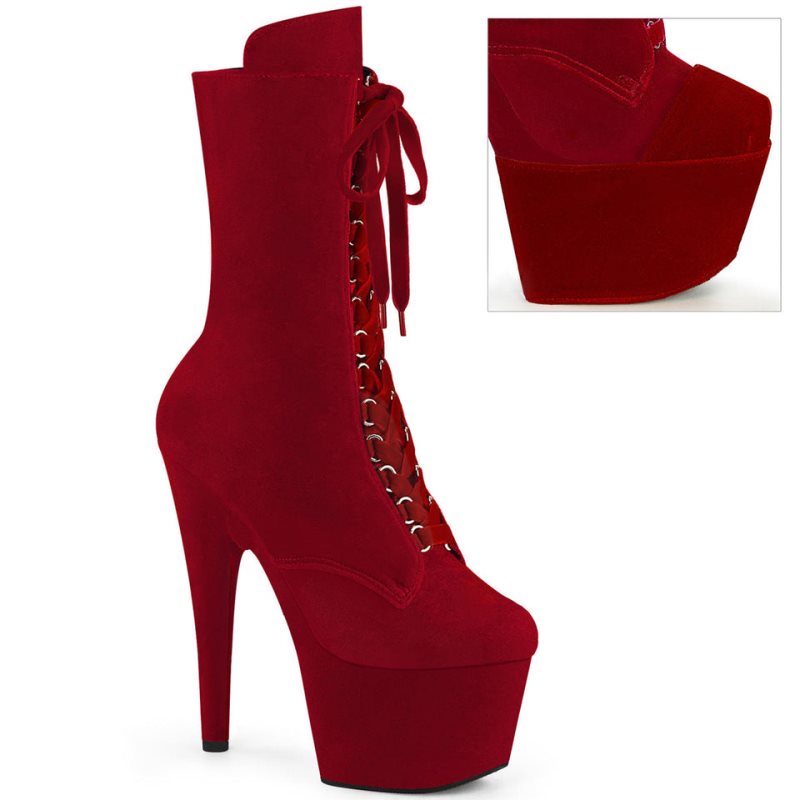 Pleaser Adore-1045VEL Laarzen Dames Rood | AFVXH-BE
