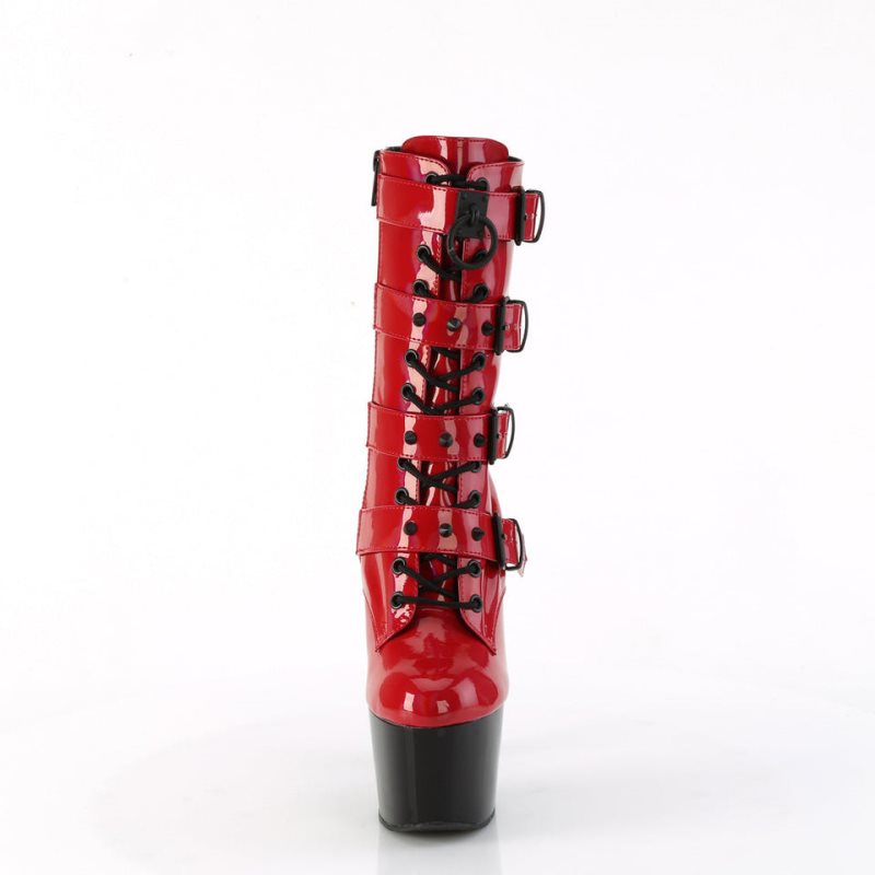 Pleaser Adore-1046TT Laarzen Dames Rood Zwart | ILEAZ-BE