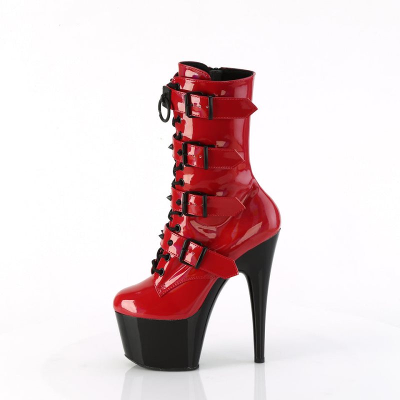 Pleaser Adore-1046TT Laarzen Dames Rood Zwart | ILEAZ-BE