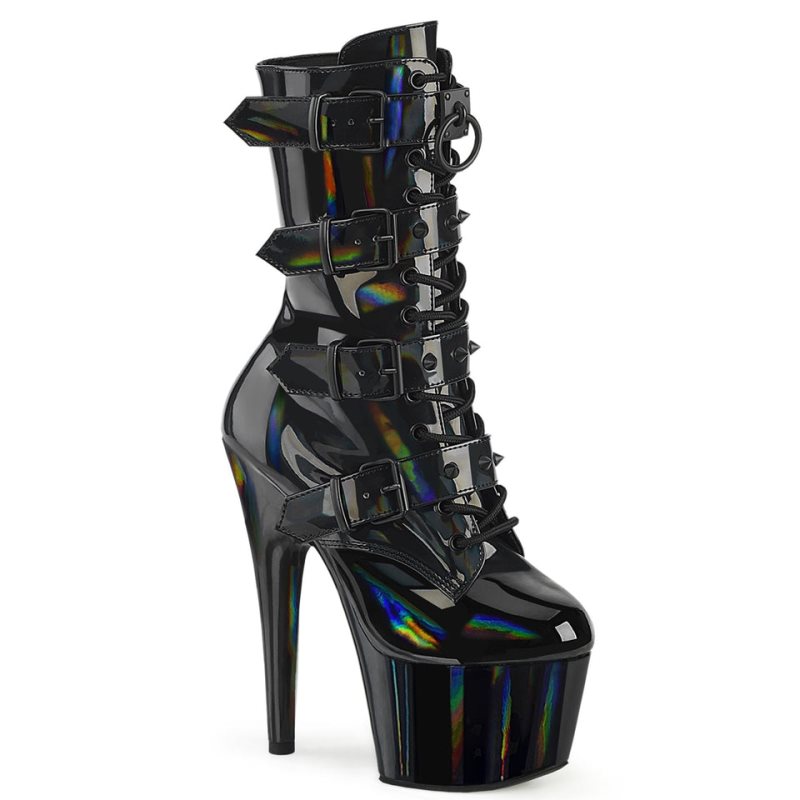 Pleaser Adore-1046 Hologram Laarzen Dames Zwart | LZIAP-BE