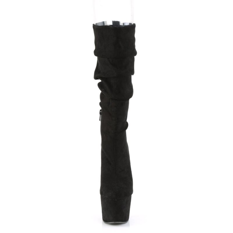 Pleaser Adore-1061 Suede Laarzen Dames Zwart | BPUZQ-BE