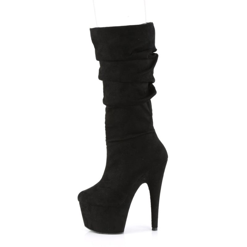 Pleaser Adore-1061 Suede Laarzen Dames Zwart | BPUZQ-BE