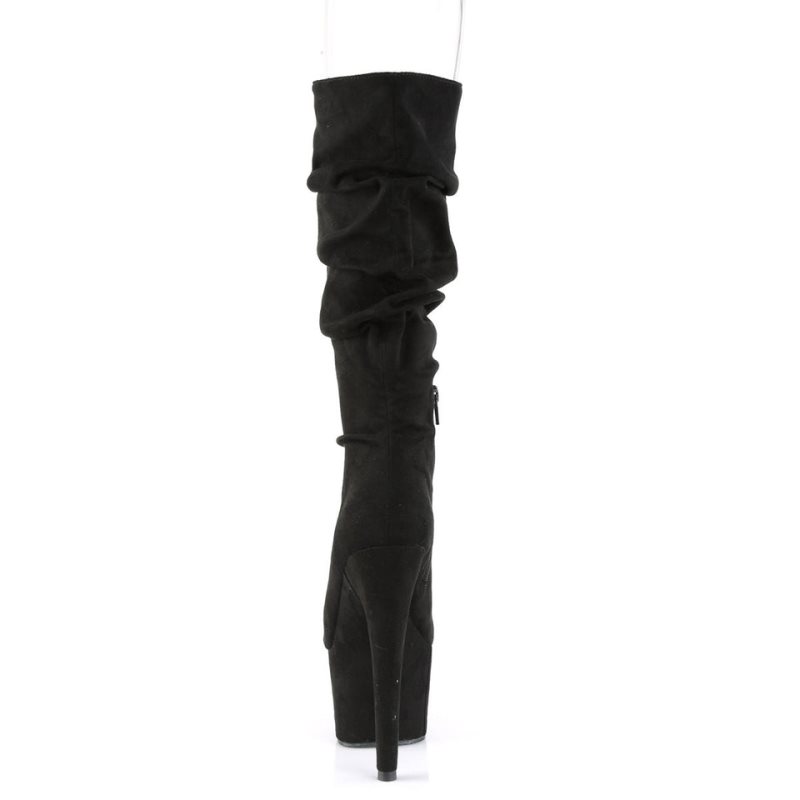 Pleaser Adore-1061 Suede Laarzen Dames Zwart | BPUZQ-BE