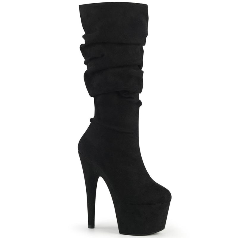 Pleaser Adore-1061 Suede Laarzen Dames Zwart | BPUZQ-BE