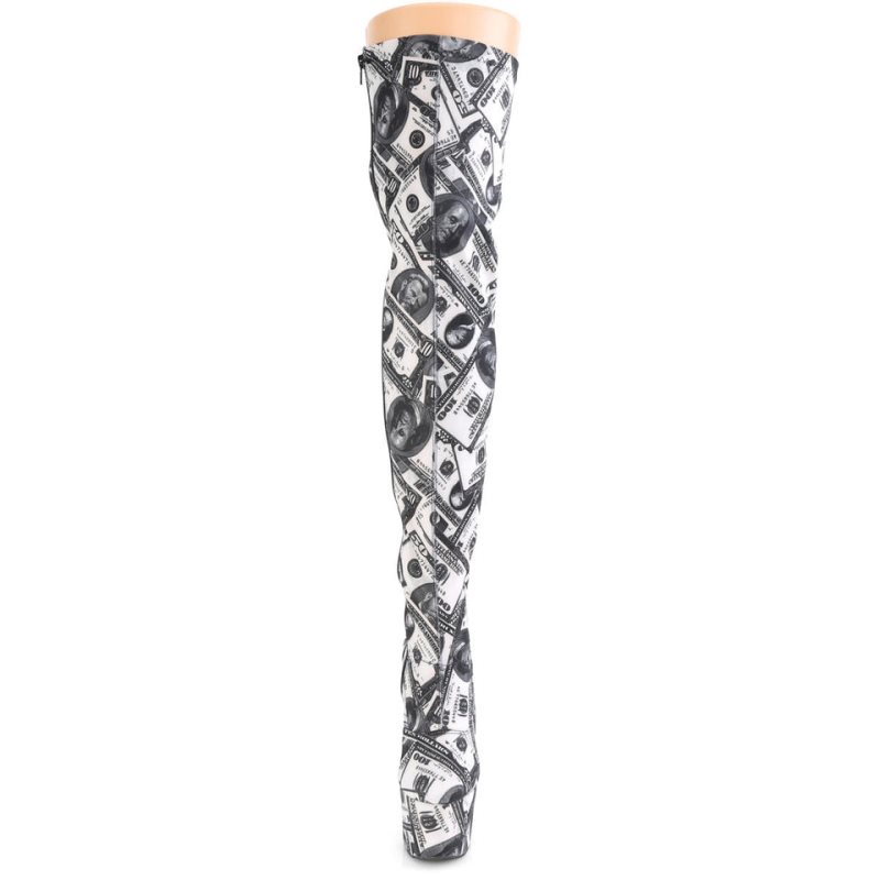 Pleaser Adore-3000DP Hoge Hakken Dames Wit Zwart | QDZCF-BE